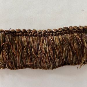 Designer brush fringe, browns, tan and sage, 2” long